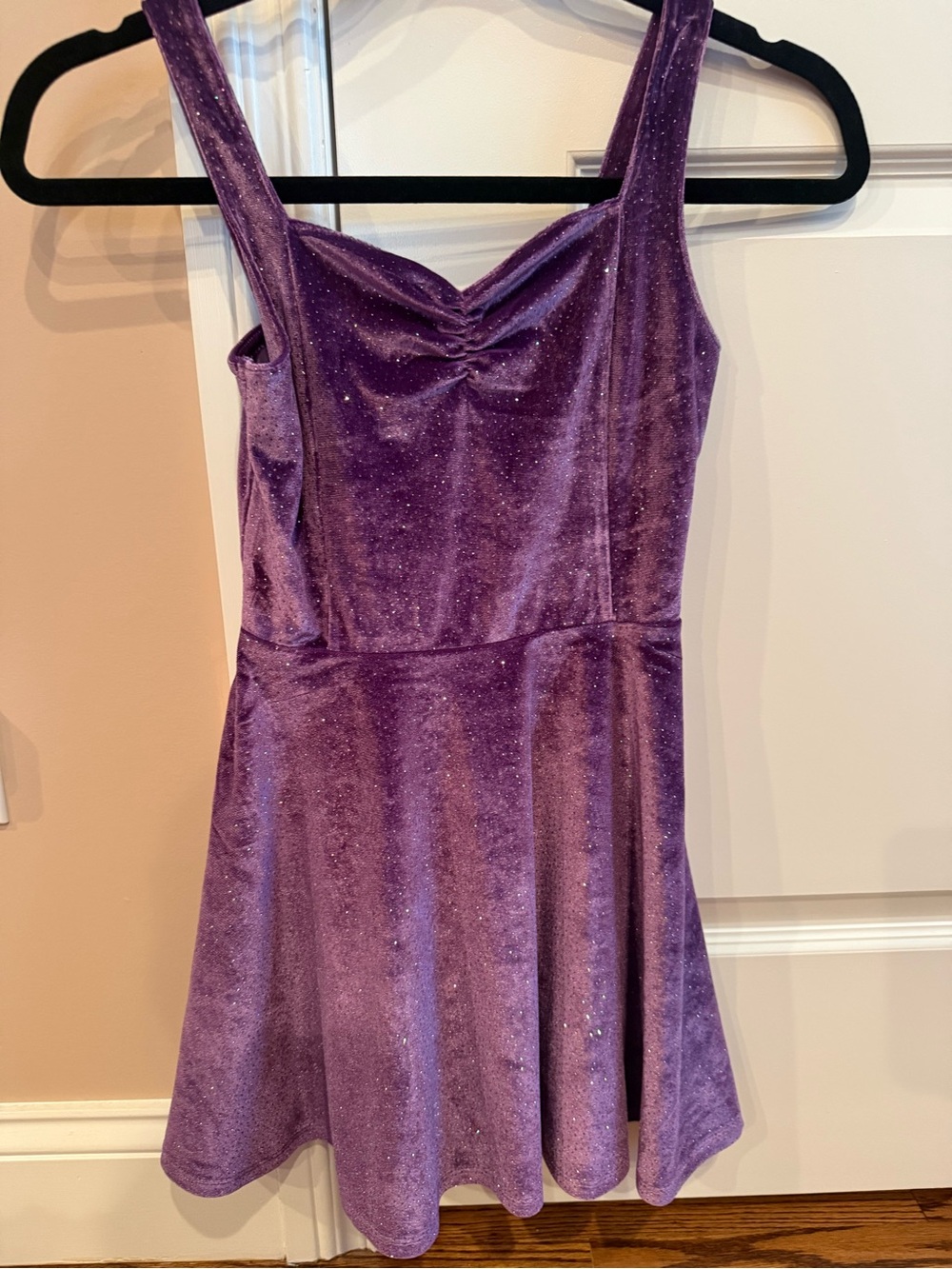 BMWTGlittery Purple Velvet Fit-and-Flare Kids Dress